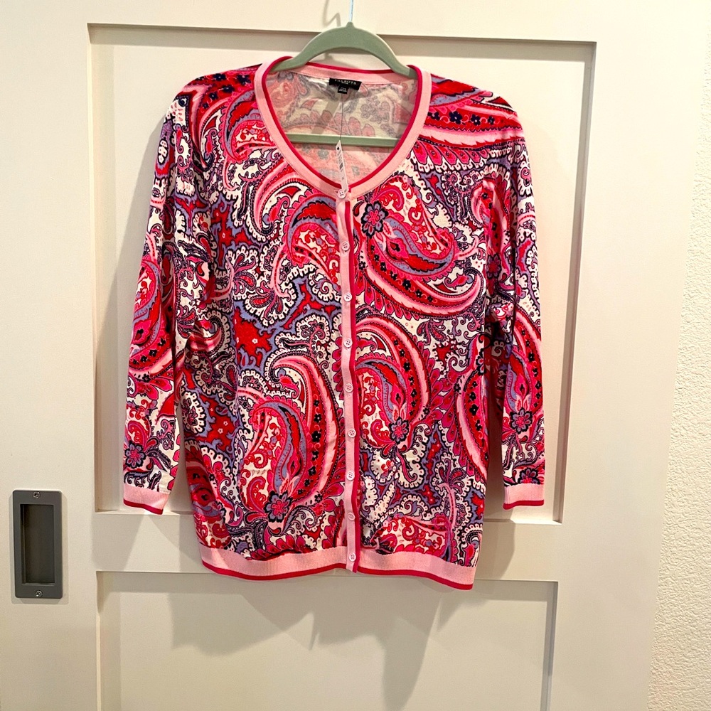 Talbots NWT Cardigan Floral Paisley XL Petite Pinks